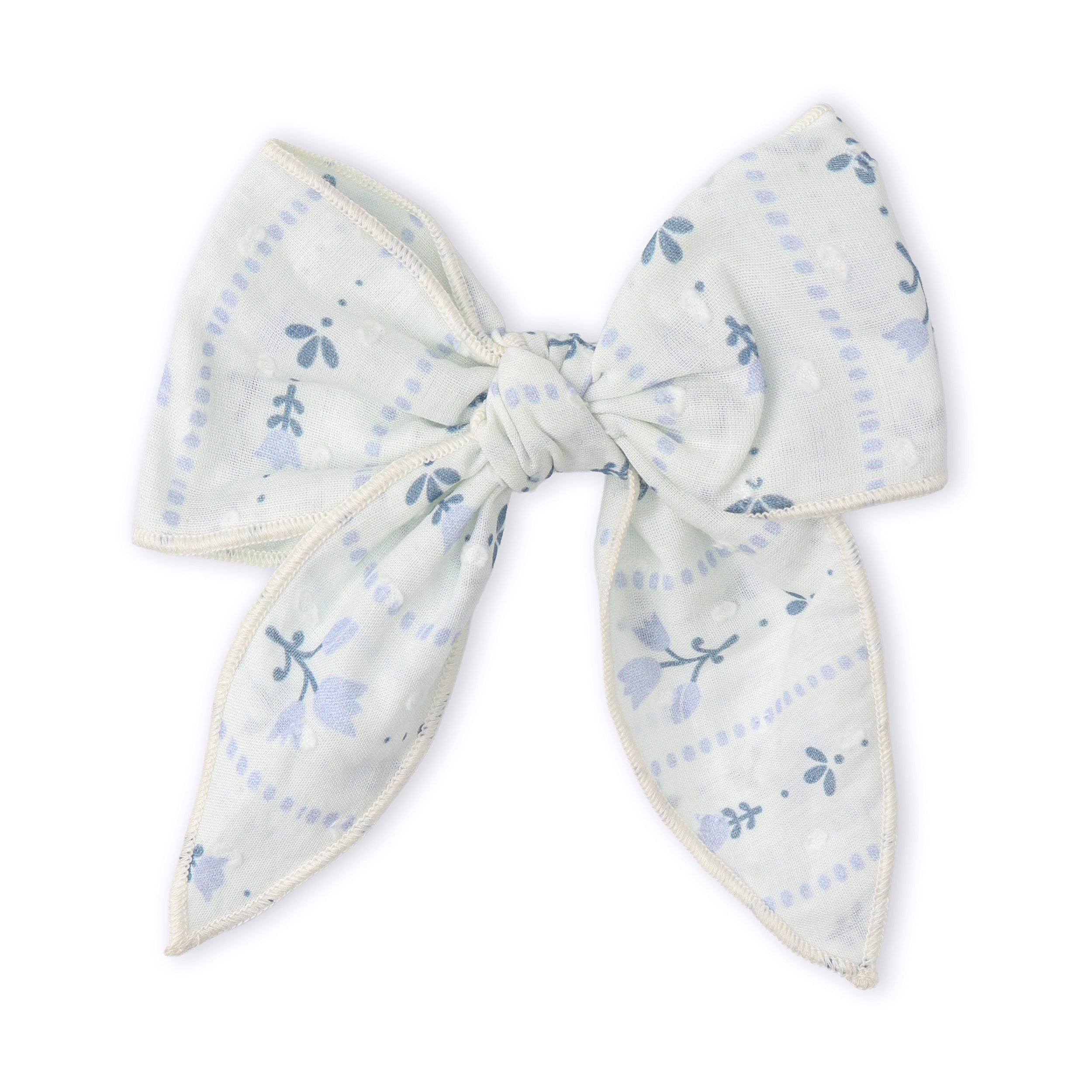 Organic Hair Bow Clip - Blue Vines - Aaria Tees Aaria Tees
