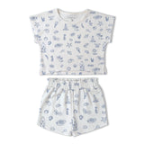 Organic Drop Shoulder Tee & Shorts Set - Coastal - Aaria Tees Aaria Tees