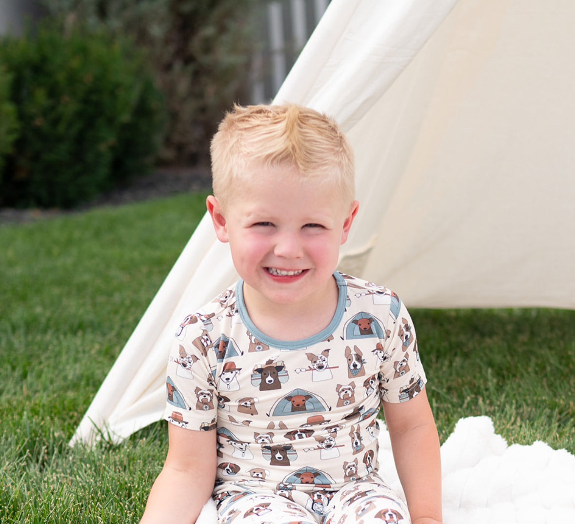 Camp Paws (Short PJ Set) - Blue - Aaria Tees