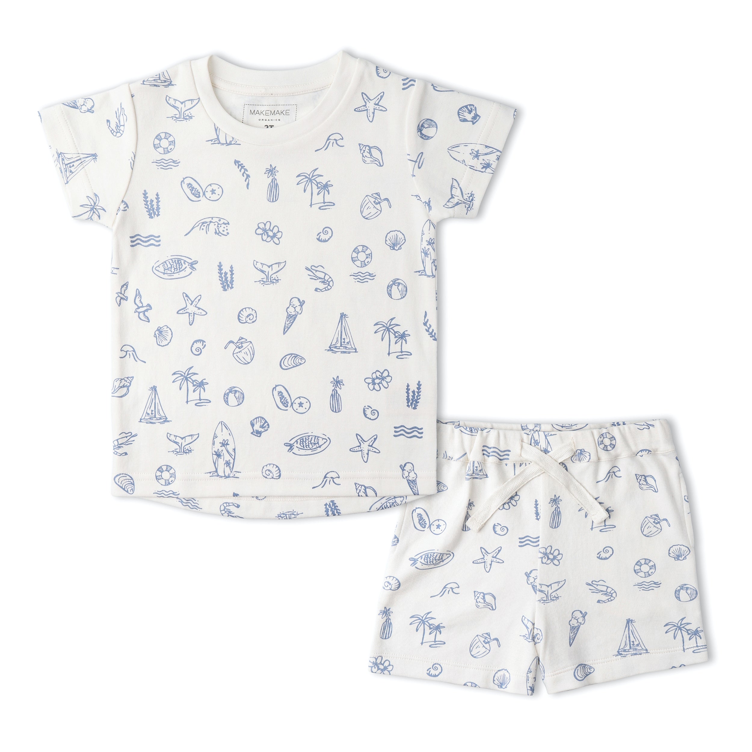 Organic Tee & Shorts Set - Coastal - Aaria Tees Aaria Tees
