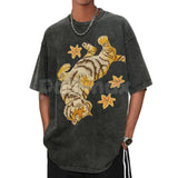 Lazy Tiger Unisex Vintage Washed Tee – Oversized Animal Graphic Shirt, Chill Streetwear - Aaria Tees Aaria Tees