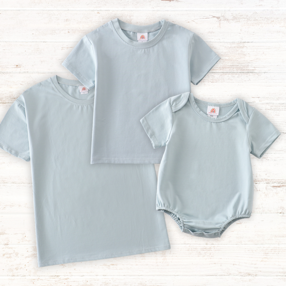 Blue blank basic t-shirt Adult Kids and baby bubble - Aaria Tees Aaria Tees