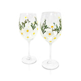 Painted Daisy Wine Glasses Aaria Tees