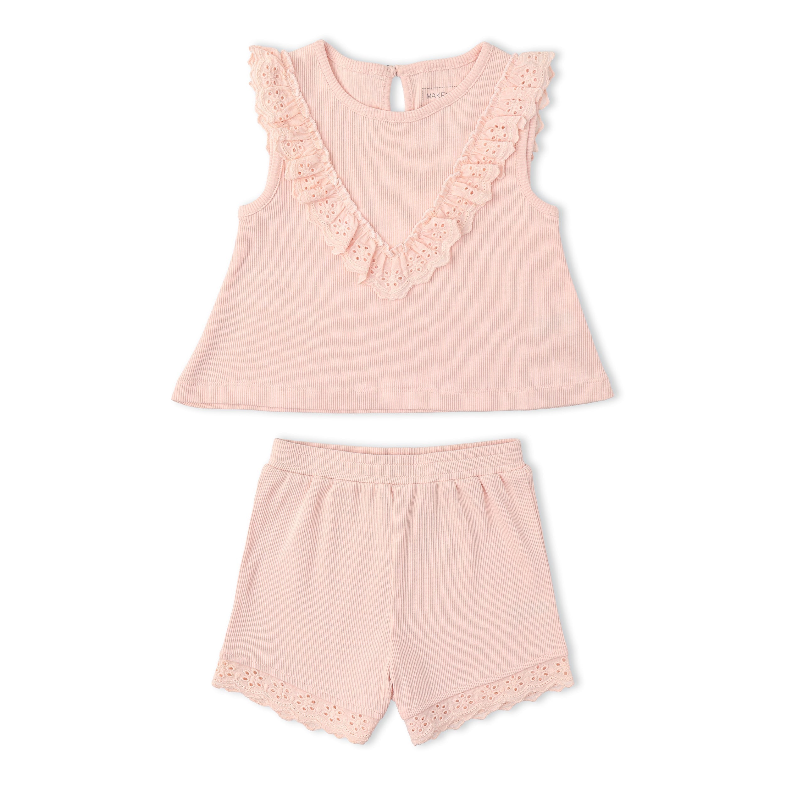 Organic Ruffle Top & Shorts Set - Blush - Aaria Tees Aaria Tees