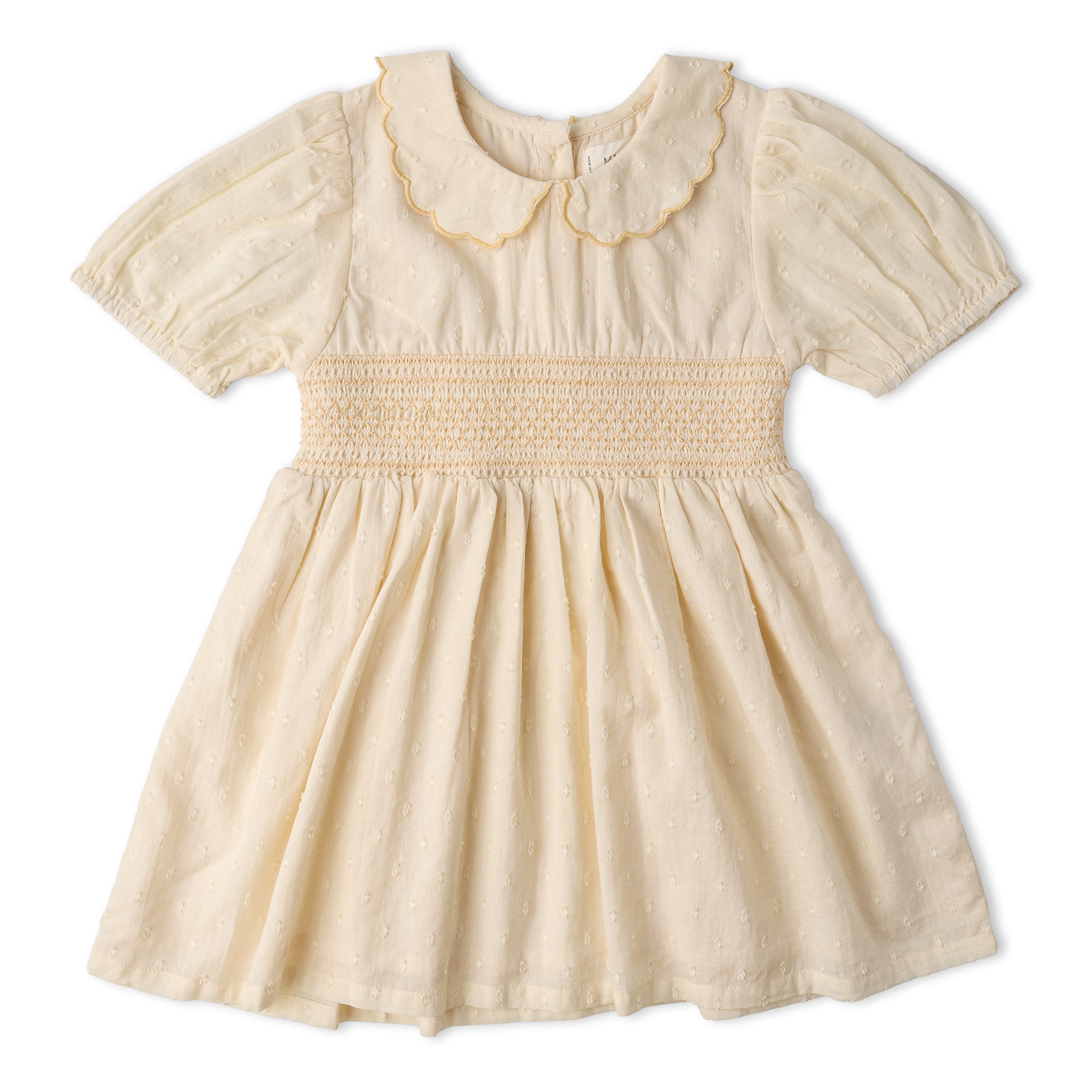 Organic Smocked Collar Dress - Butter Yellow - Aaria Tees Aaria Tees