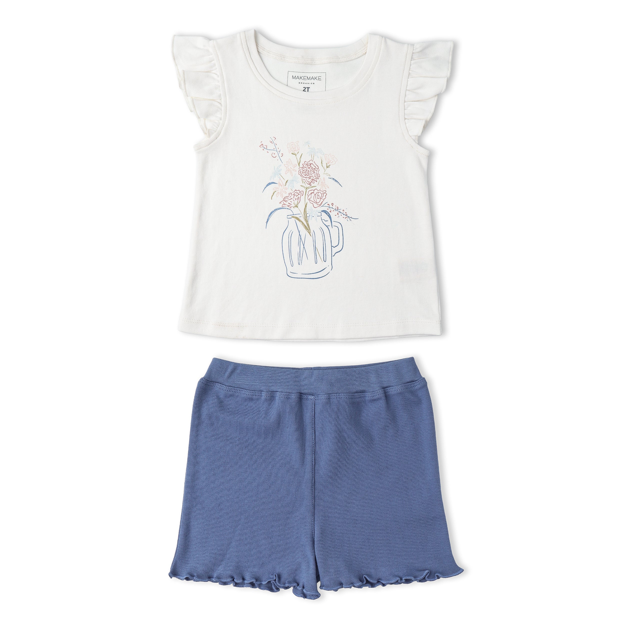 Organic Sleeveless Flutter Top & Shorts Set - Spring Floral - Aaria Tees Aaria Tees