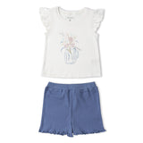 Organic Sleeveless Flutter Top & Shorts Set - Spring Floral - Aaria Tees Aaria Tees