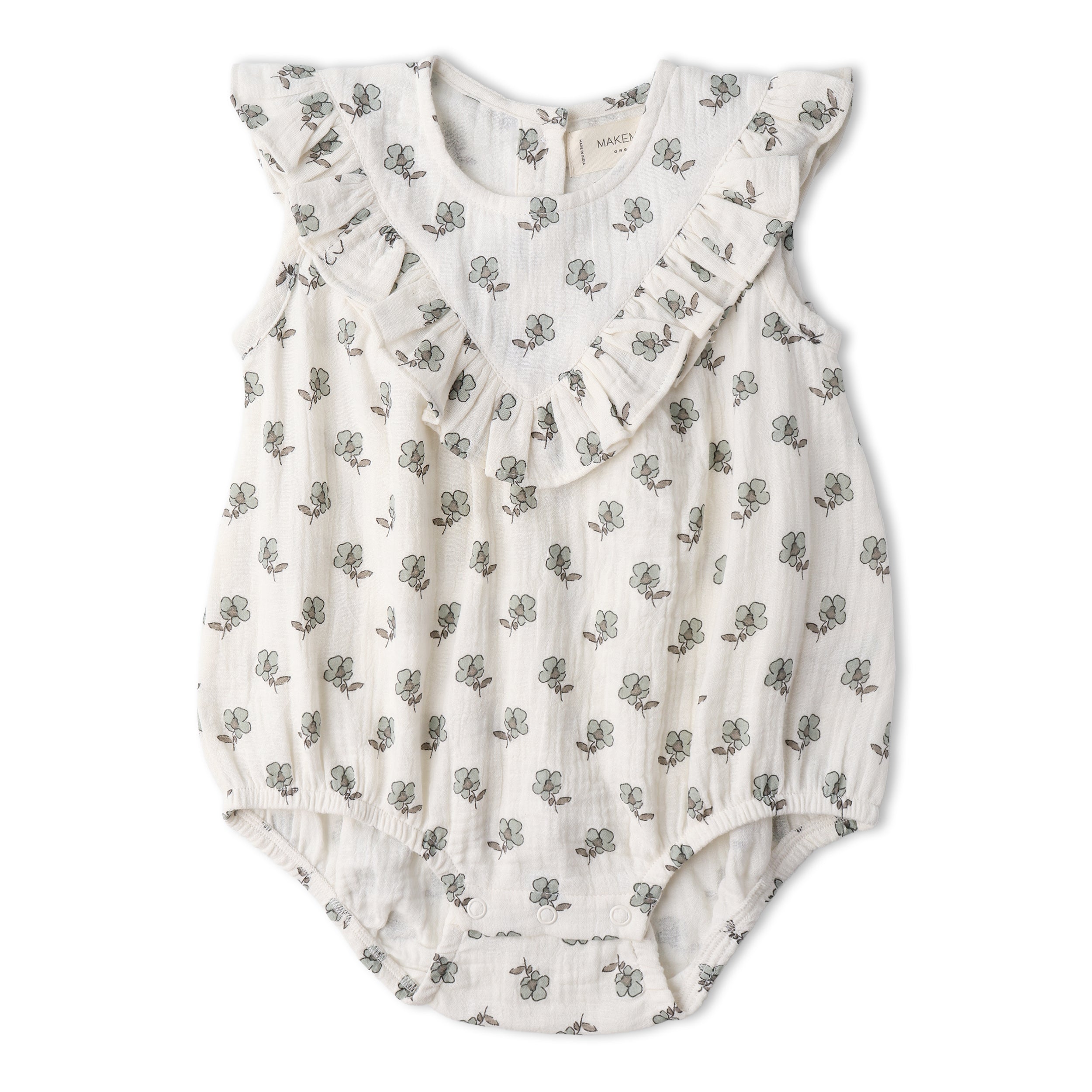 Organic Sleeveless Ruffle Bubble Romper - Poppy - Aaria Tees Aaria Tees
