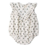 Organic Sleeveless Ruffle Bubble Romper - Poppy - Aaria Tees Aaria Tees