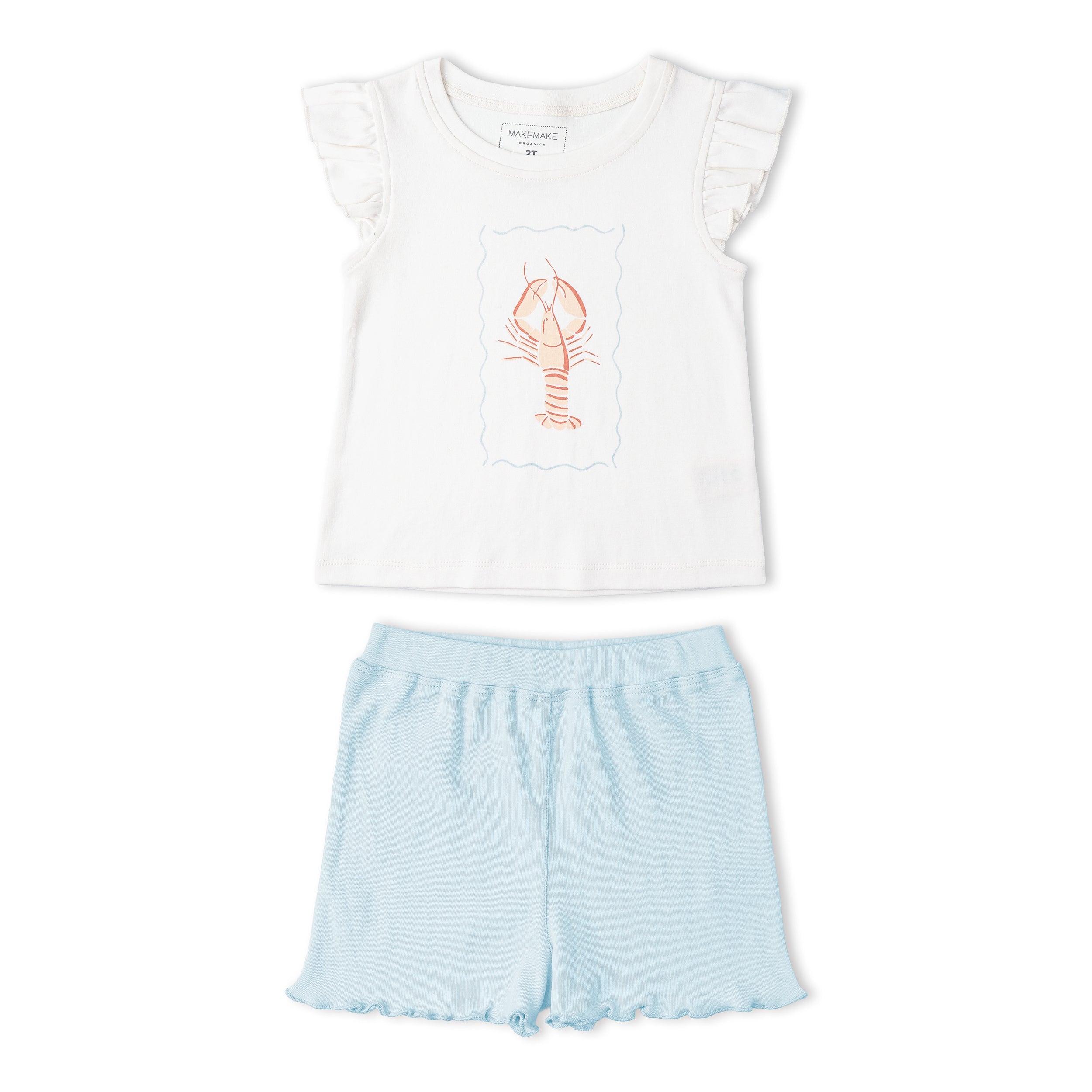 Organic Sleeveless Flutter Top & Shorts Set - Lobster - Aaria Tees Aaria Tees