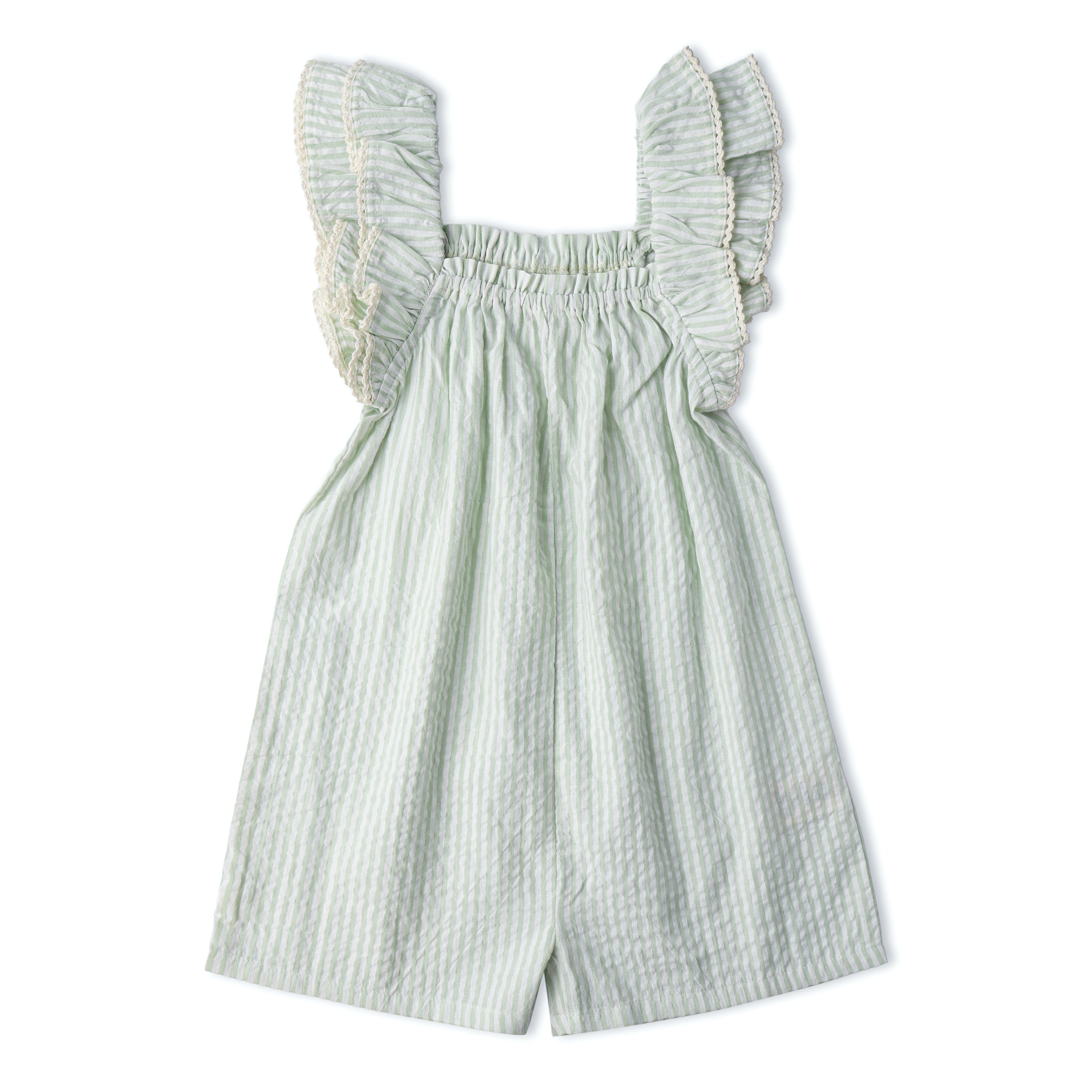 Organic Flutter Jumpsuit - Basil Stripes - Aaria Tees Aaria Tees