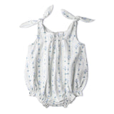 Organic Tie Shoulder Bubble Romper - Blue Vines - Aaria Tees Aaria Tees