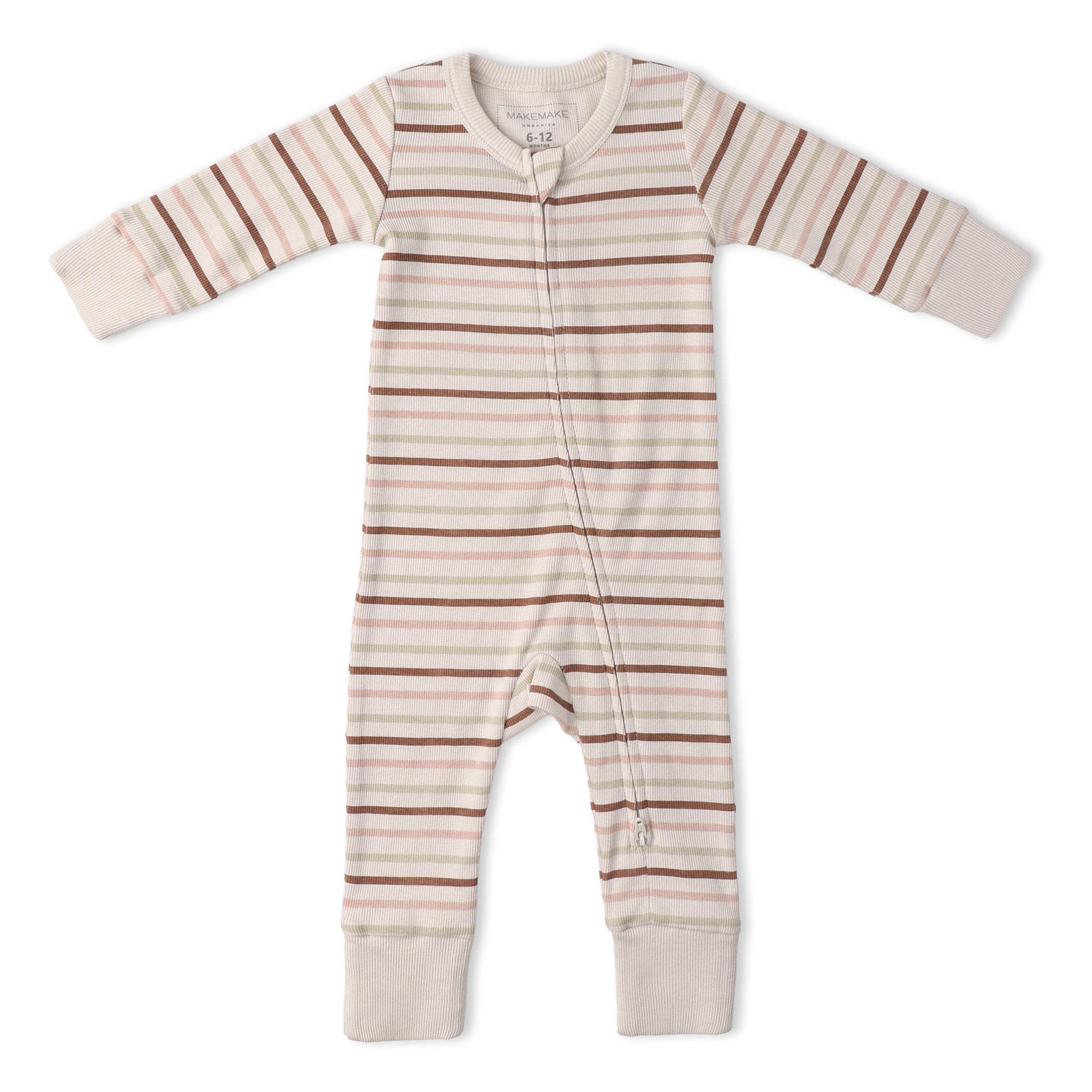 Organic 2-Way Zip Romper - Terra Stripes - Aaria Tees Aaria Tees
