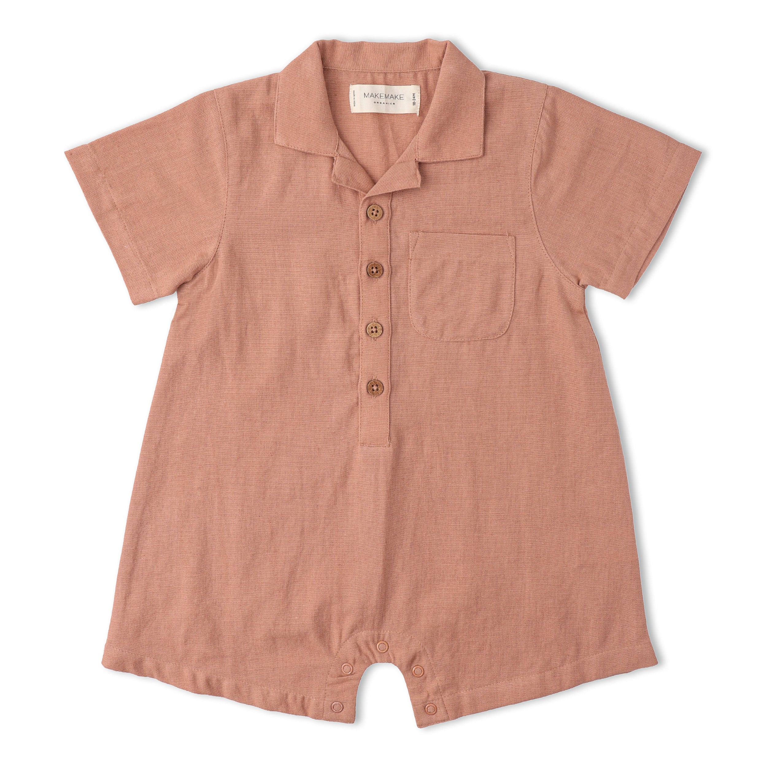 Organic Collared Romper - Clay - Aaria Tees Aaria Tees