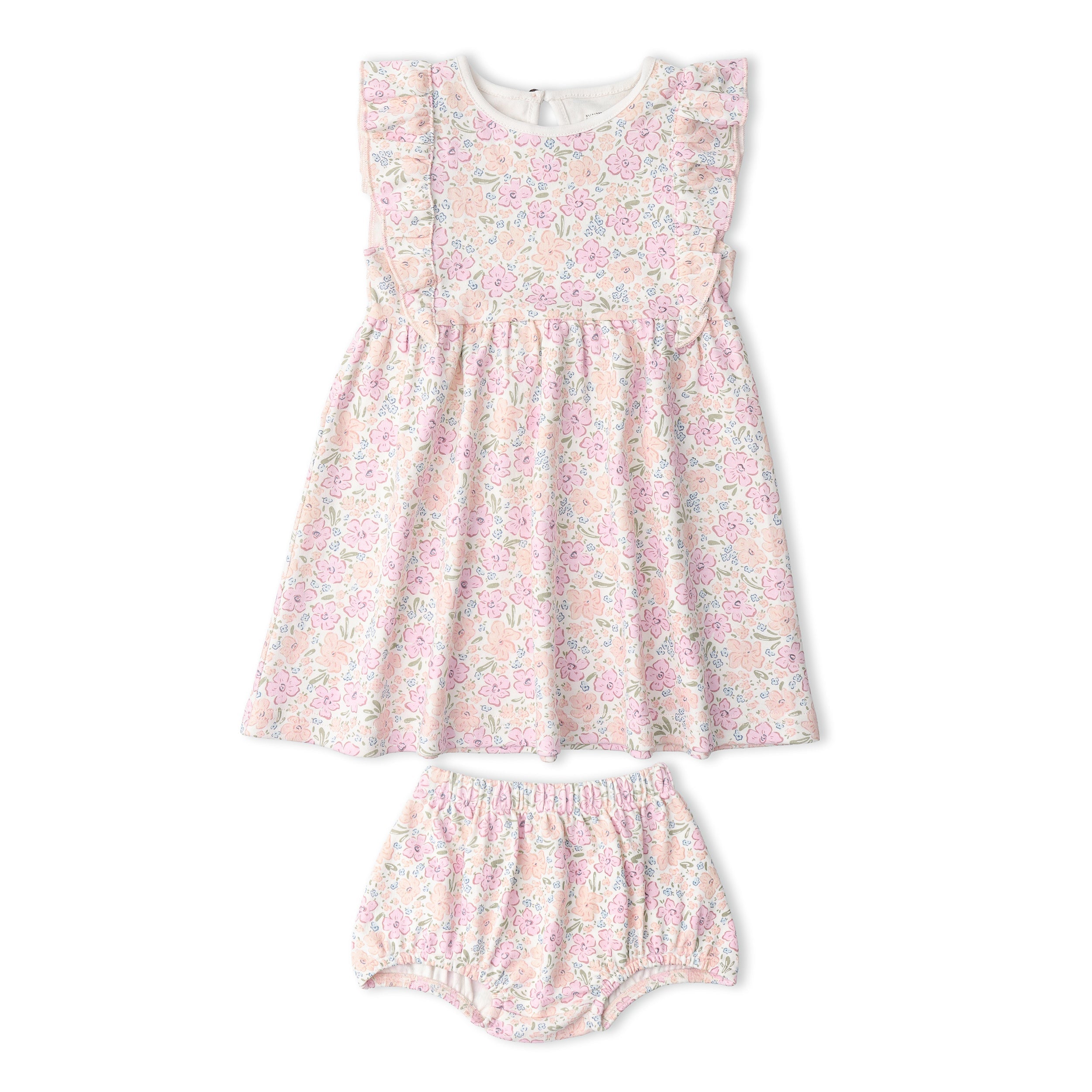 Organic Flutter Dress - Peony - Aaria Tees Aaria Tees