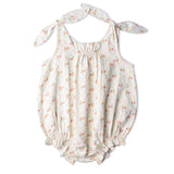 Organic Tie Shoulder Bubble Romper - Spring Weave - Aaria Tees Aaria Tees