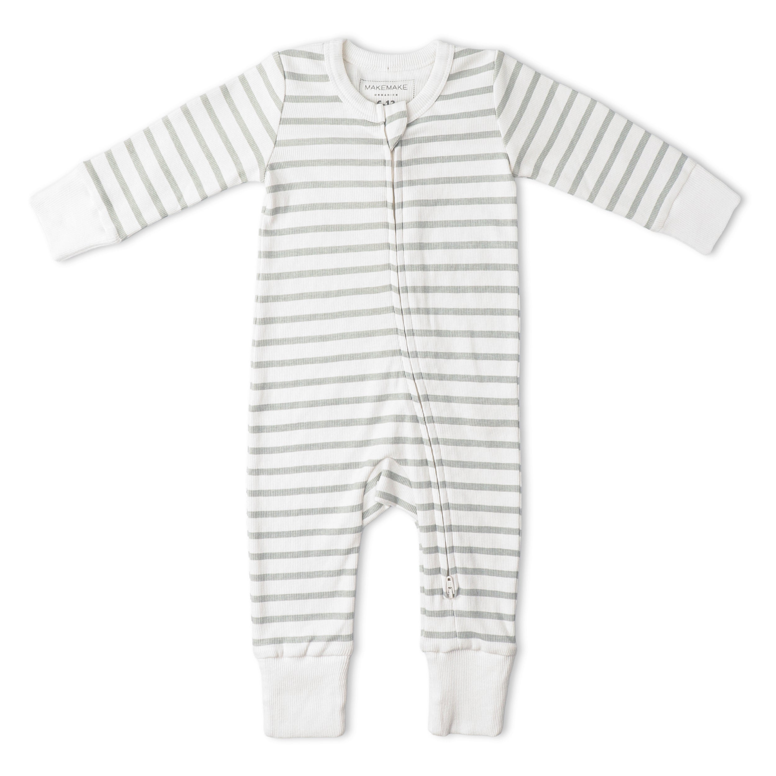 Organic 2-Way Zip Romper - Fog Stripes - Aaria Tees Aaria Tees