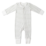 Organic 2-Way Zip Romper - Fog Stripes - Aaria Tees Aaria Tees