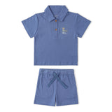 Organic Polo Shirt & Shorts Set - Slate - Aaria Tees Aaria Tees
