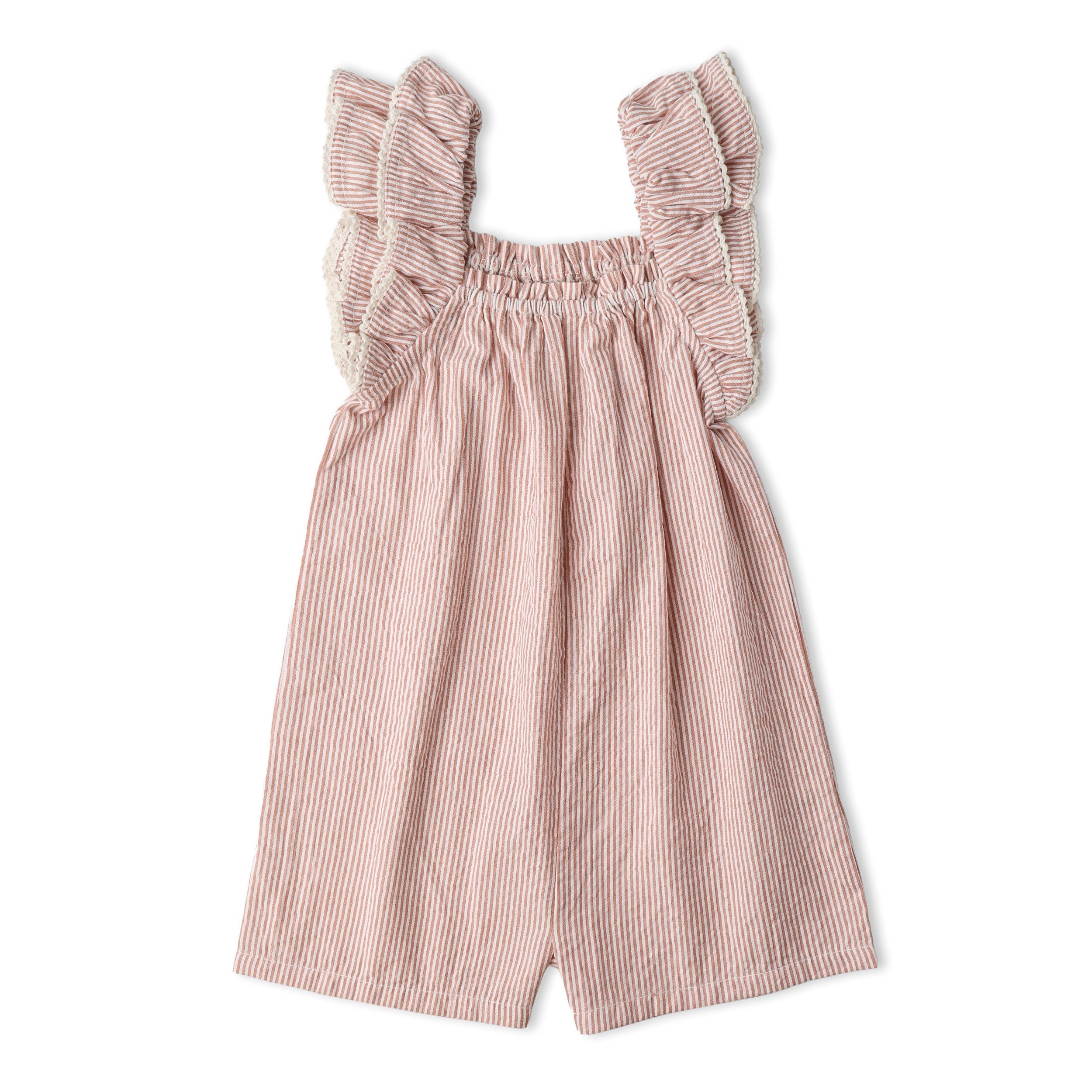 Organic Flutter Jumpsuit - Coral Stripes - Aaria Tees Aaria Tees