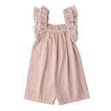 Organic Flutter Jumpsuit - Coral Stripes - Aaria Tees Aaria Tees
