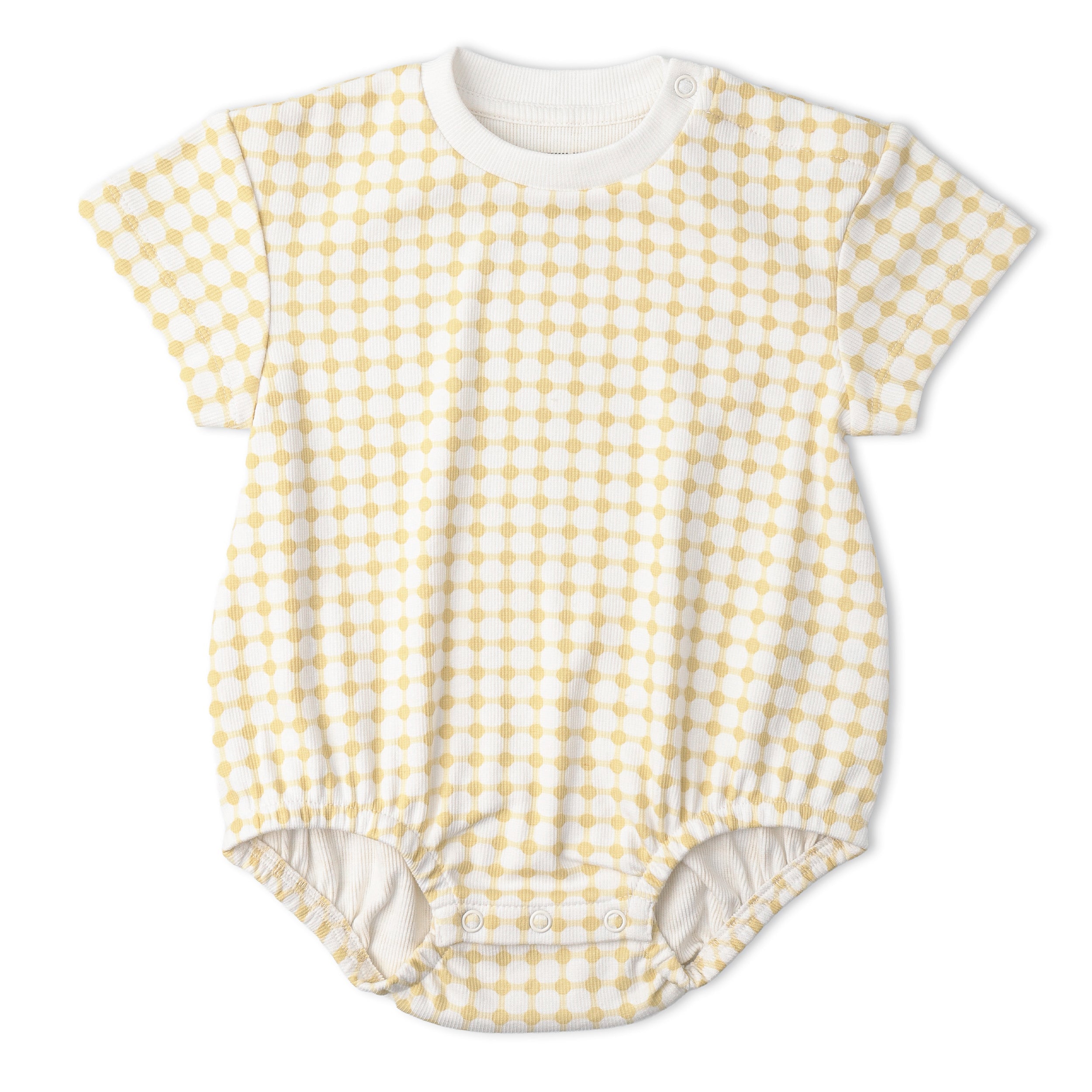 Organic Short Sleeve Bubble Romper - Dotty Gingham - Aaria Tees Aaria Tees