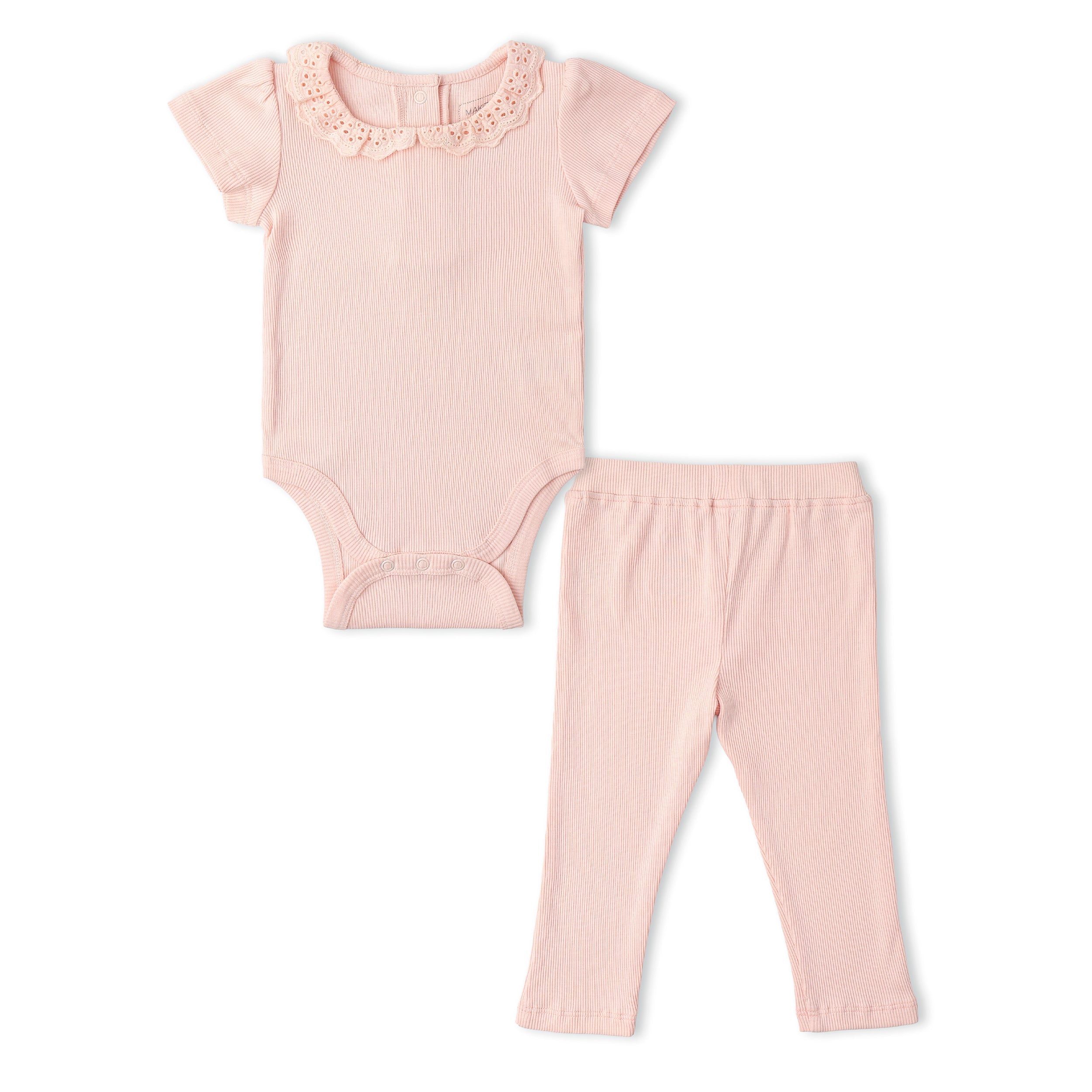 Organic Lace Collar Onesie & Tights Set - Blush - Aaria Tees Aaria Tees