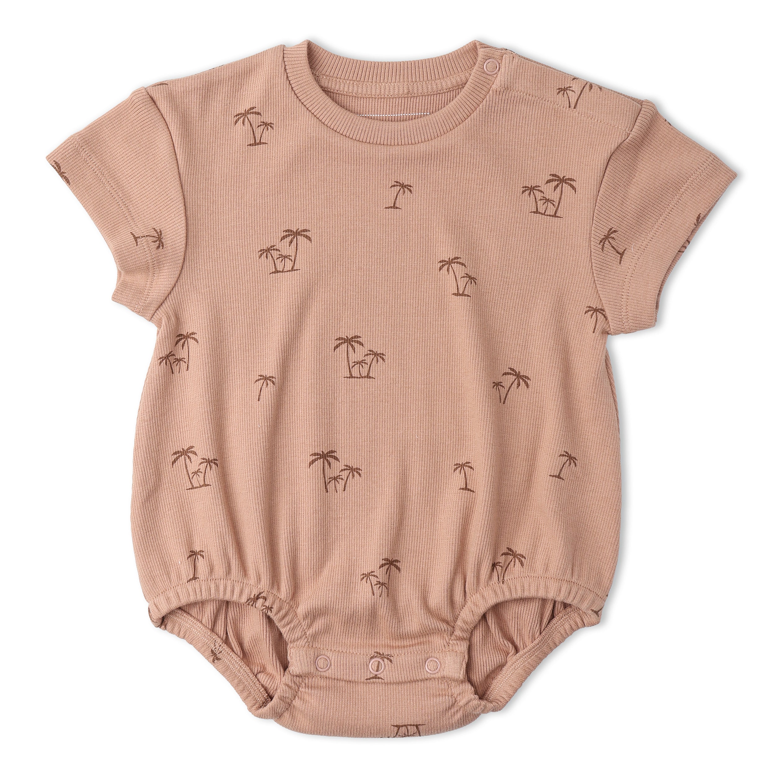 Organic Short Sleeve Bubble Romper - Island Palm - Aaria Tees Aaria Tees