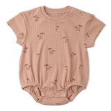 Organic Short Sleeve Bubble Romper - Island Palm - Aaria Tees Aaria Tees