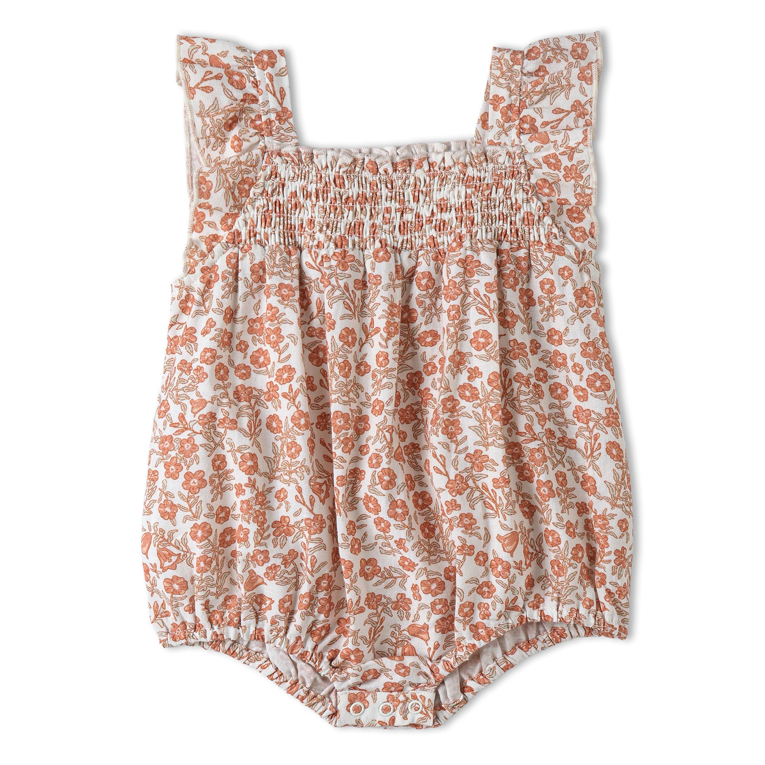 Organic Ruffle Sleeve Bubble Romper - Sienna - Aaria Tees Aaria Tees