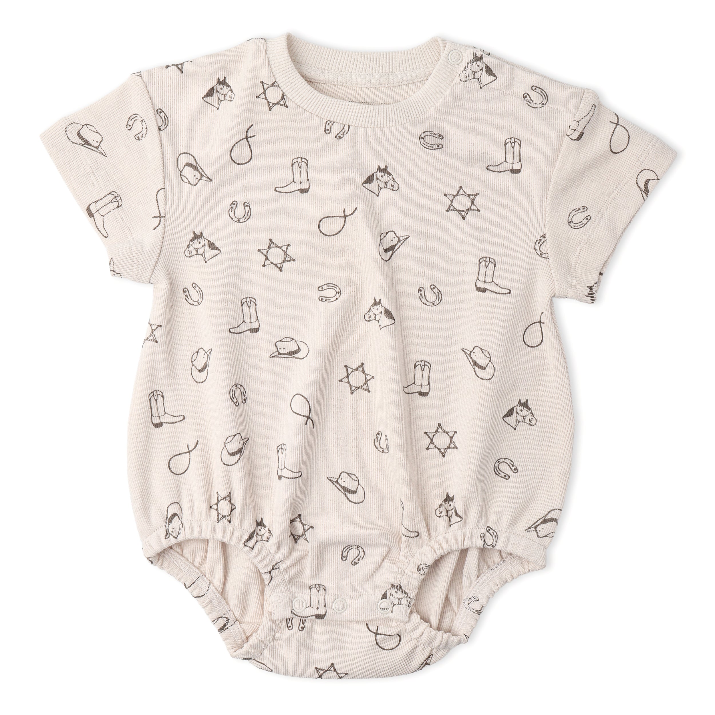 Organic Short Sleeve Bubble Romper - Rodeo - Aaria Tees Aaria Tees