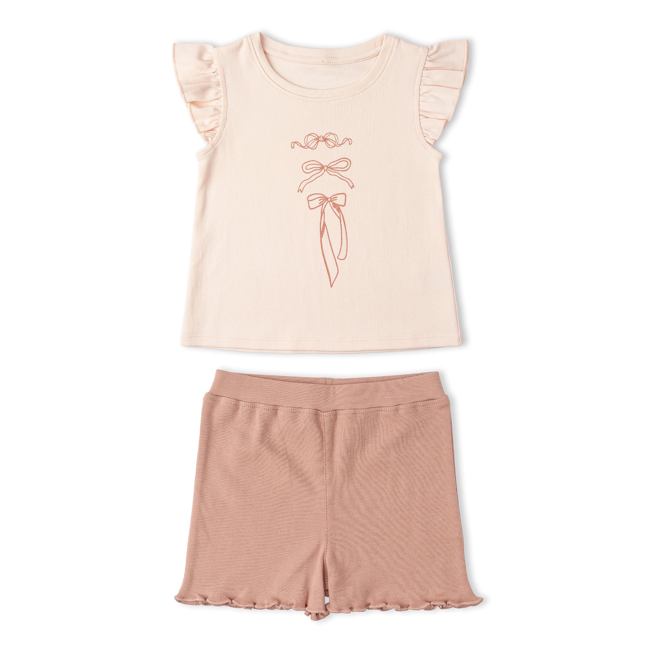 Organic Sleeveless Flutter Top & Shorts Set - Bows - Aaria Tees Aaria Tees