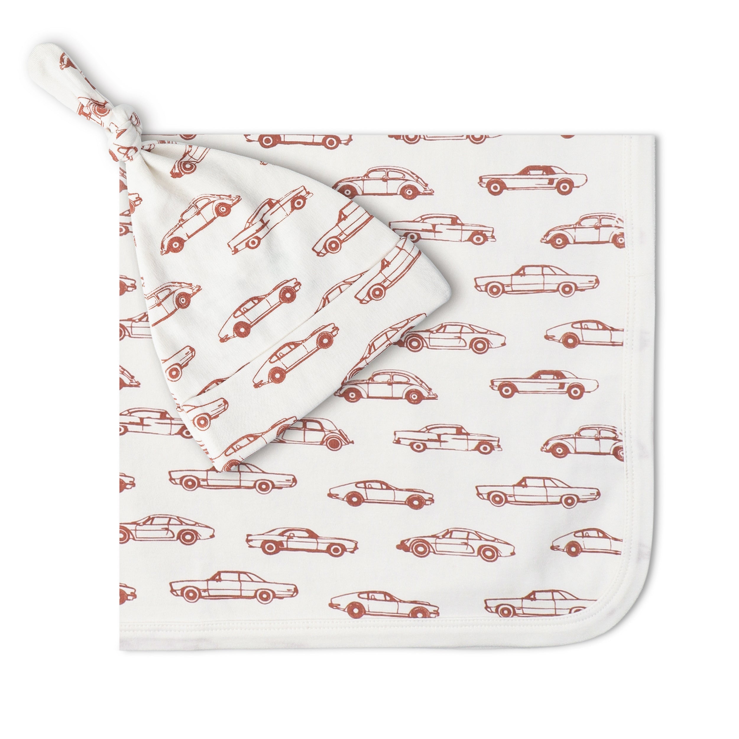 Organic Swaddle Blanket & Hat Set - Cars - Aaria Tees Aaria Tees