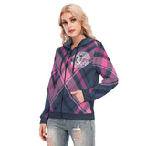 Plaid Girl Women's Zip Up Hoodie | Virginia City Motorcycle Company - Aaria Tees Aaria Tees