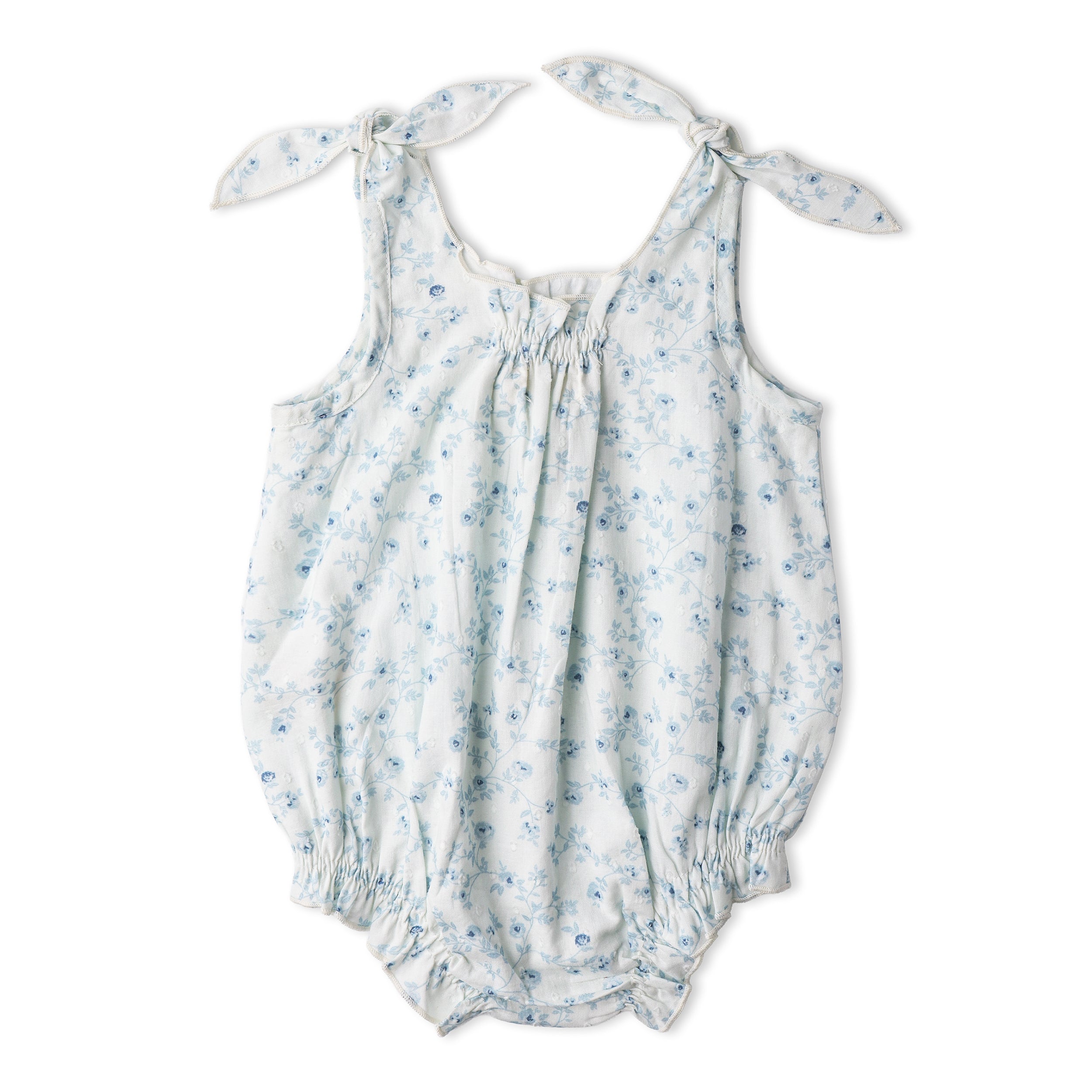 Organic Tie Shoulder Bubble Romper - Ivy Floral - Aaria Tees Aaria Tees