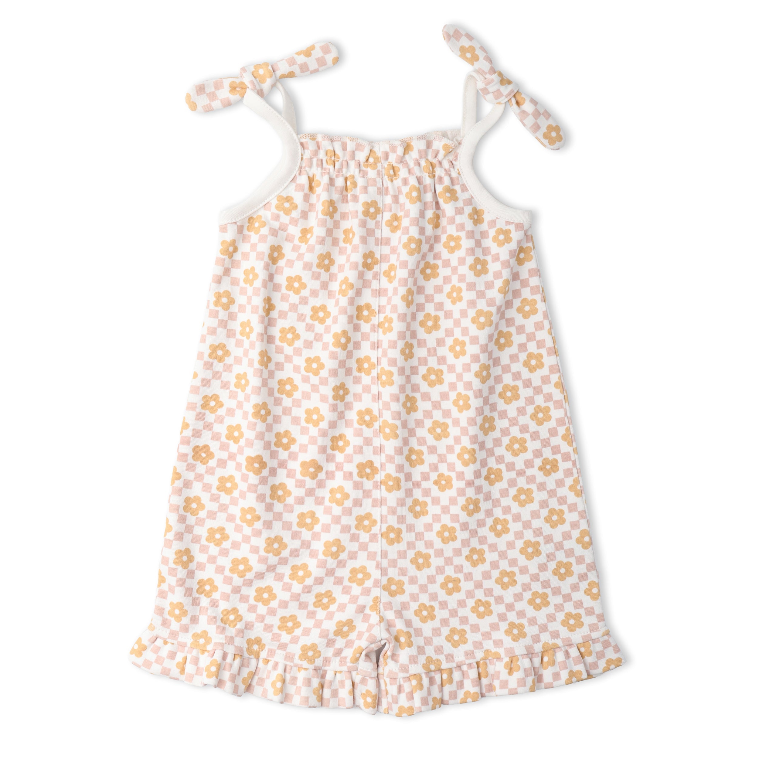 Organic Ruffle Jumpsuit - Pop Floral - Aaria Tees Aaria Tees