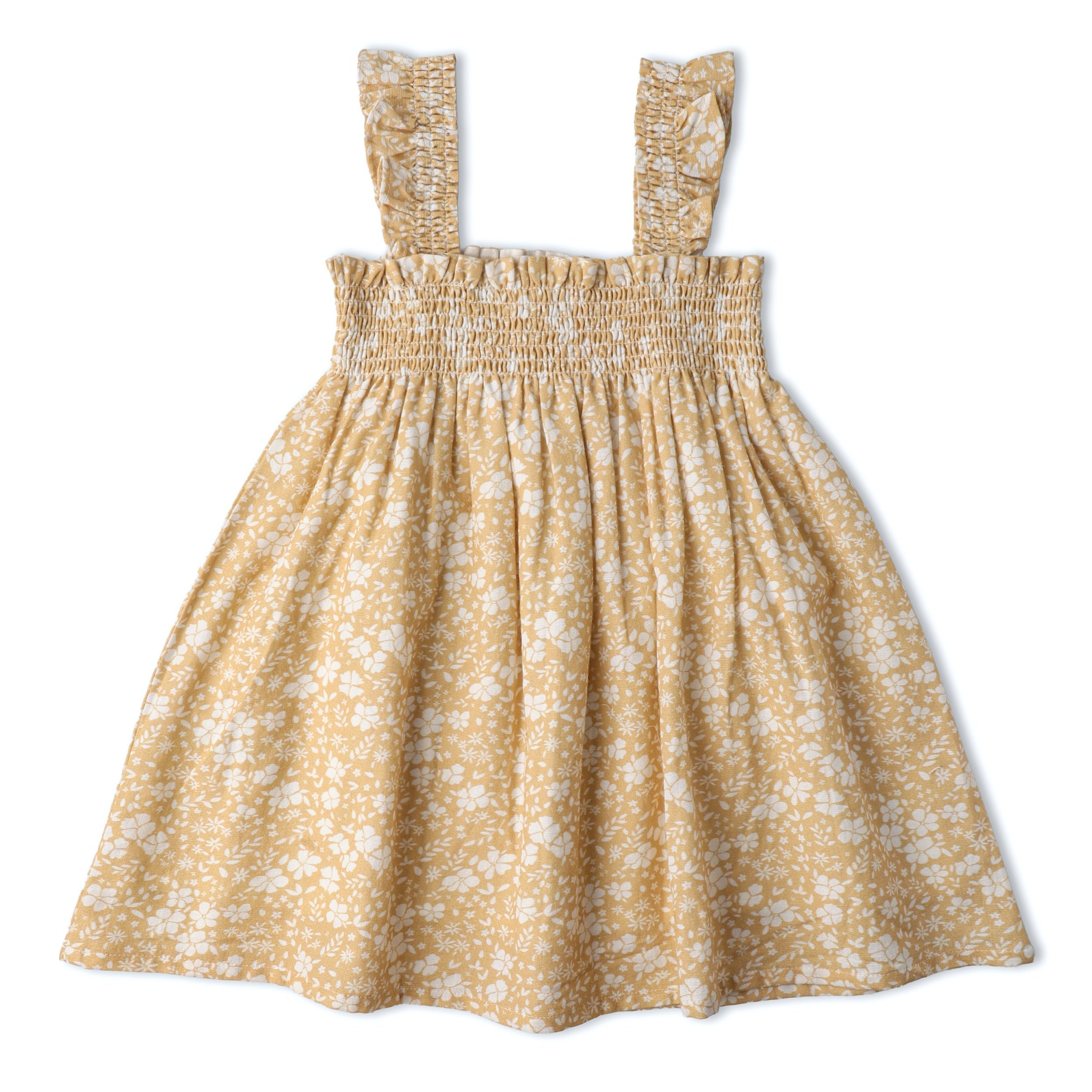 Organic Smocked Sundress - Yellow Blossom - Aaria Tees Aaria Tees