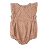 Organic Eyelet Flutter Romper - Clay Eyelet - Aaria Tees Aaria Tees