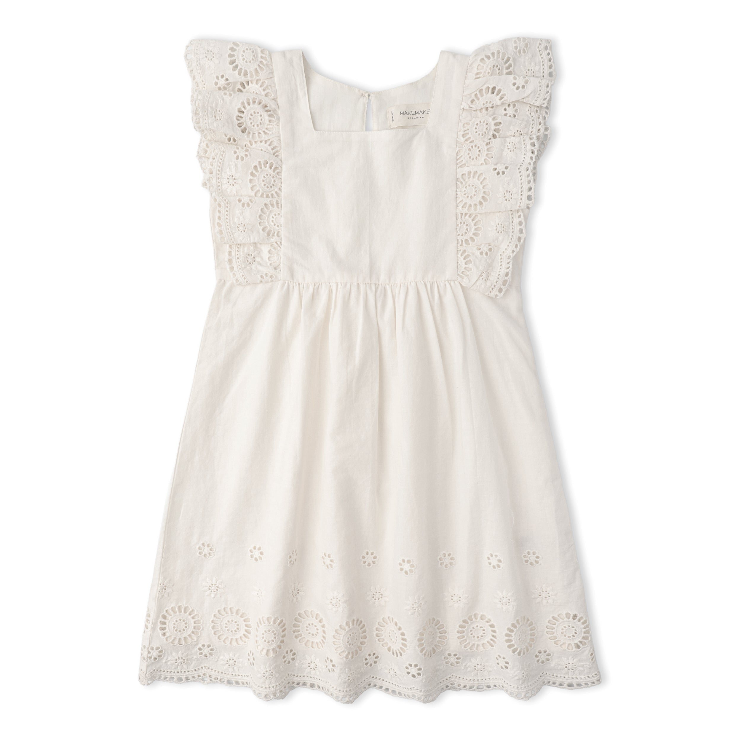 Organic Eyelet Flutter Dress - Ivory Eyelet - Aaria Tees Aaria Tees