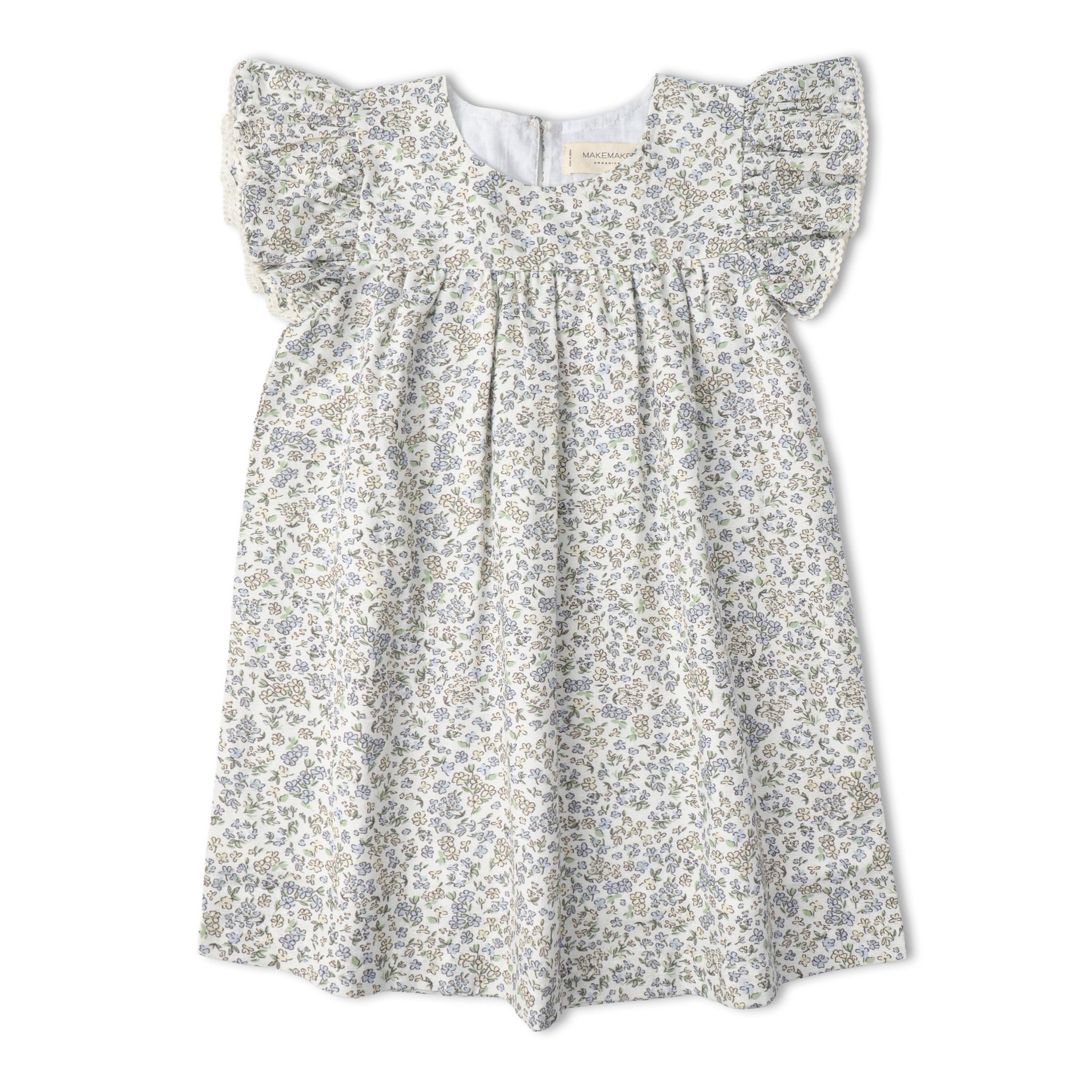 Organic Short Sleeve Flutter Dress - Tulle Floral - Aaria Tees Aaria Tees