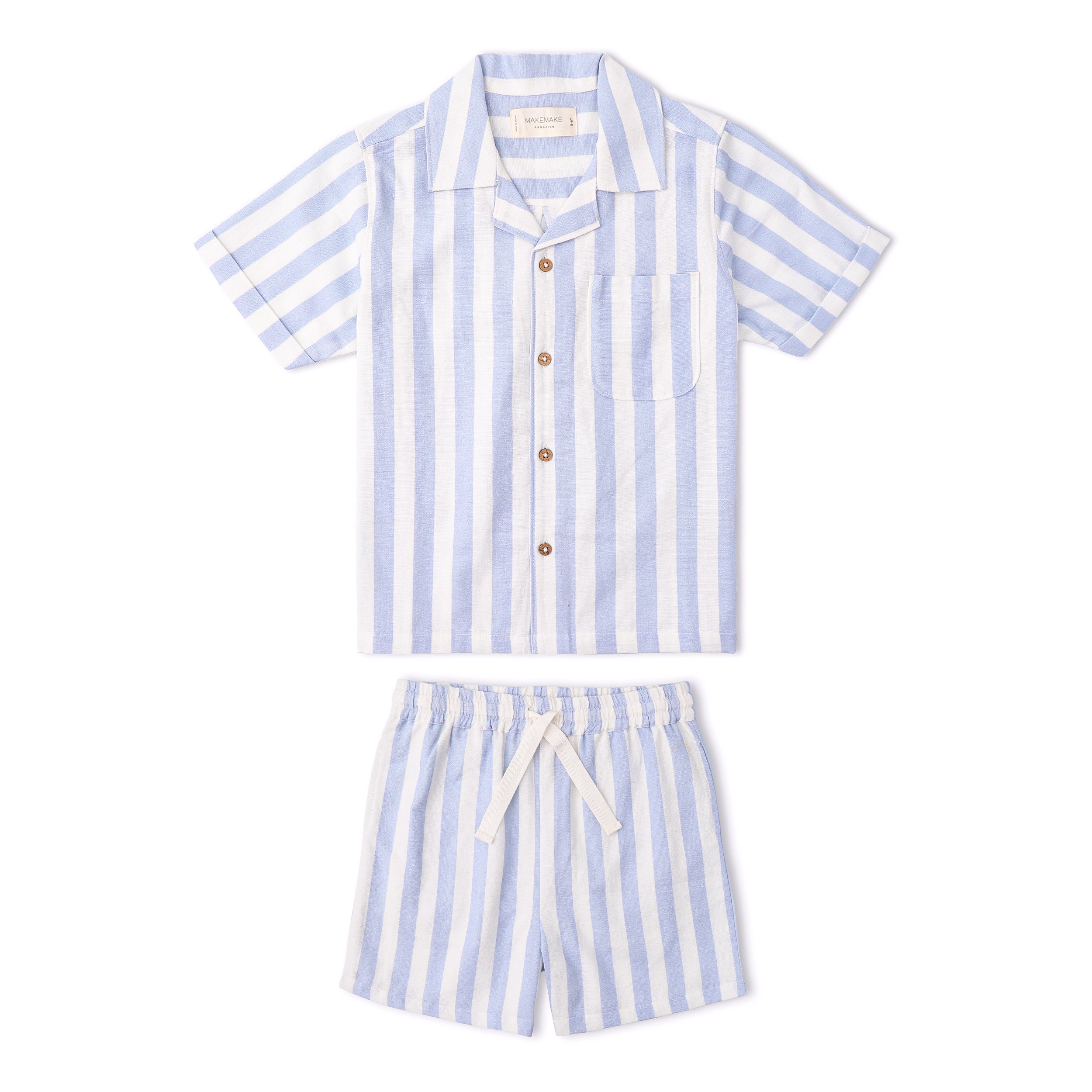 Organic Shirt & Shorts Set - Blue Stripes - Aaria Tees Aaria Tees