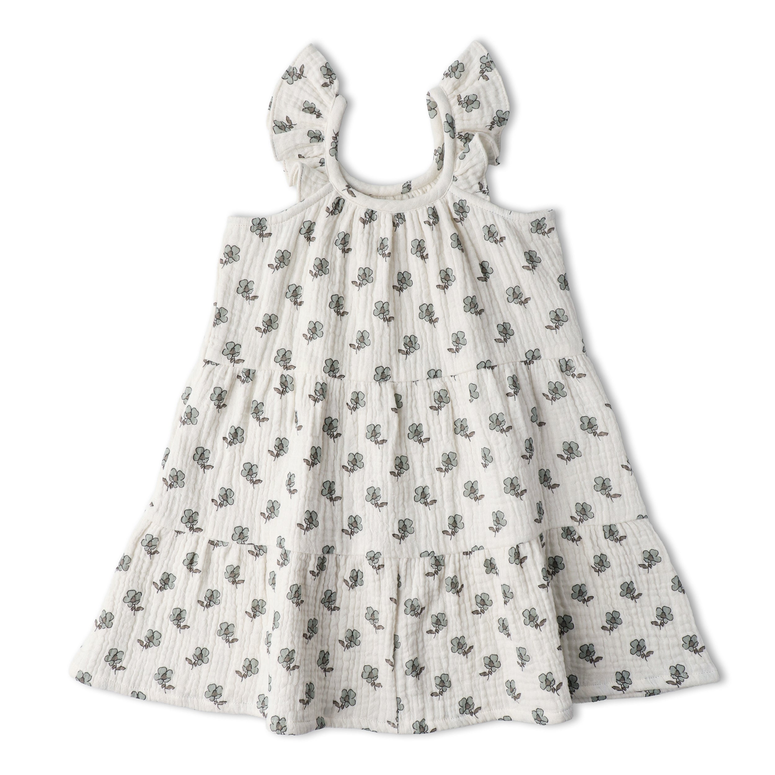 Organic Ruffle Tiered Dress - Poppy - Aaria Tees Aaria Tees