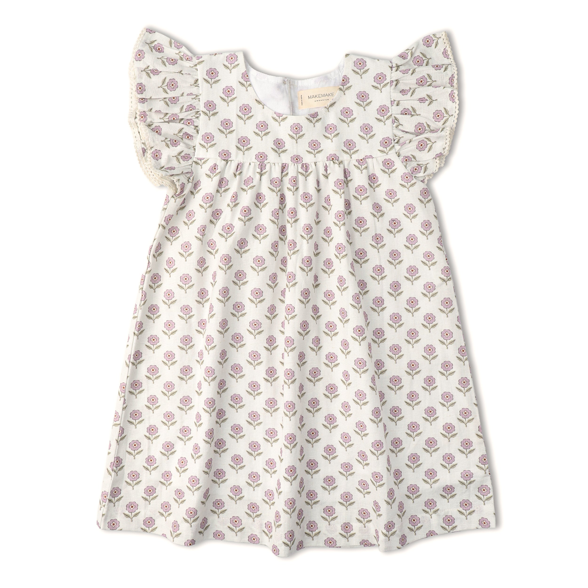 Organic Short Sleeve Flutter Dress - Lavender - Aaria Tees Aaria Tees