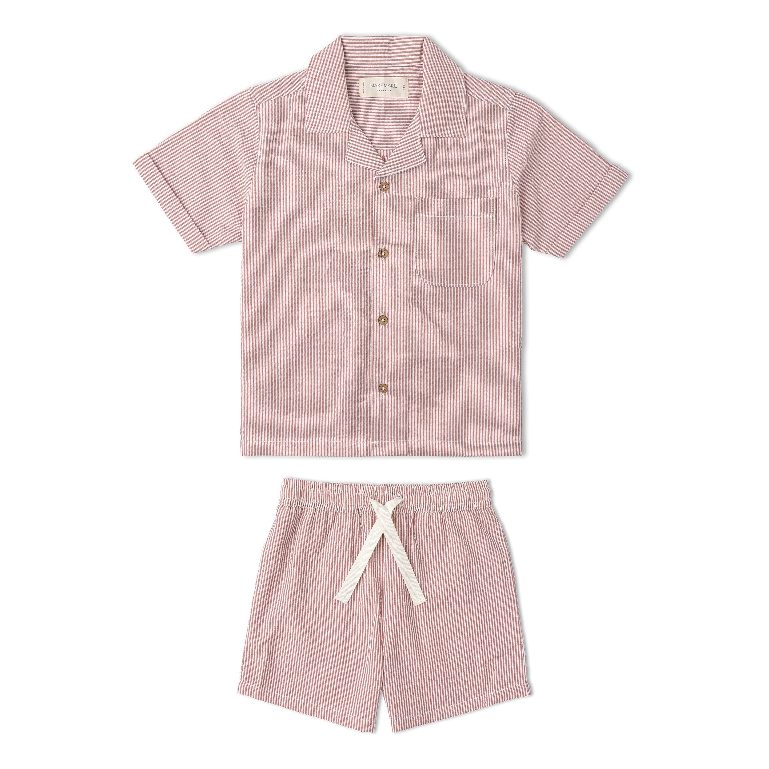 Organic Shirt & Shorts Set - Coral Stripes - Aaria Tees Aaria Tees
