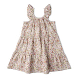 Organic Ruffle Tiered Dress - Pastel Bloom - Aaria Tees Aaria Tees