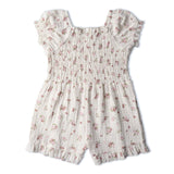 Organic Smocked Jumpsuit - Blush Floral - Aaria Tees Aaria Tees