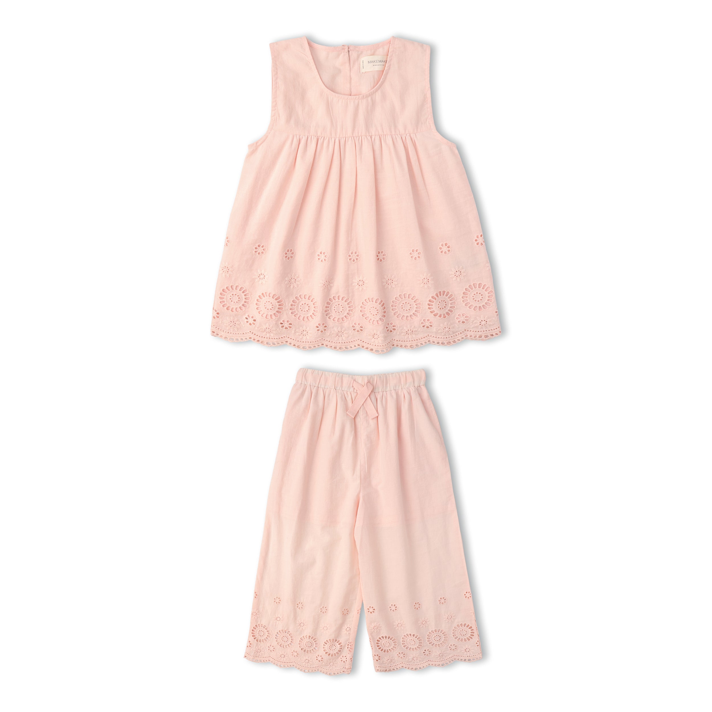 Organic Eyelet Top And Pant Set - Blush Eyelet - Aaria Tees Aaria Tees