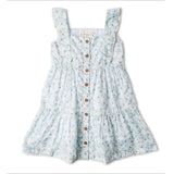 Organic Flutter Buttoned Tiered Dress - Ivy Floral - Aaria Tees Aaria Tees