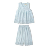 Organic Eyelet Top And Pant Set - Light Blue Eyelet - Aaria Tees Aaria Tees