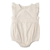 Organic Eyelet Flutter Romper- Ivory Eyelet - Aaria Tees Aaria Tees